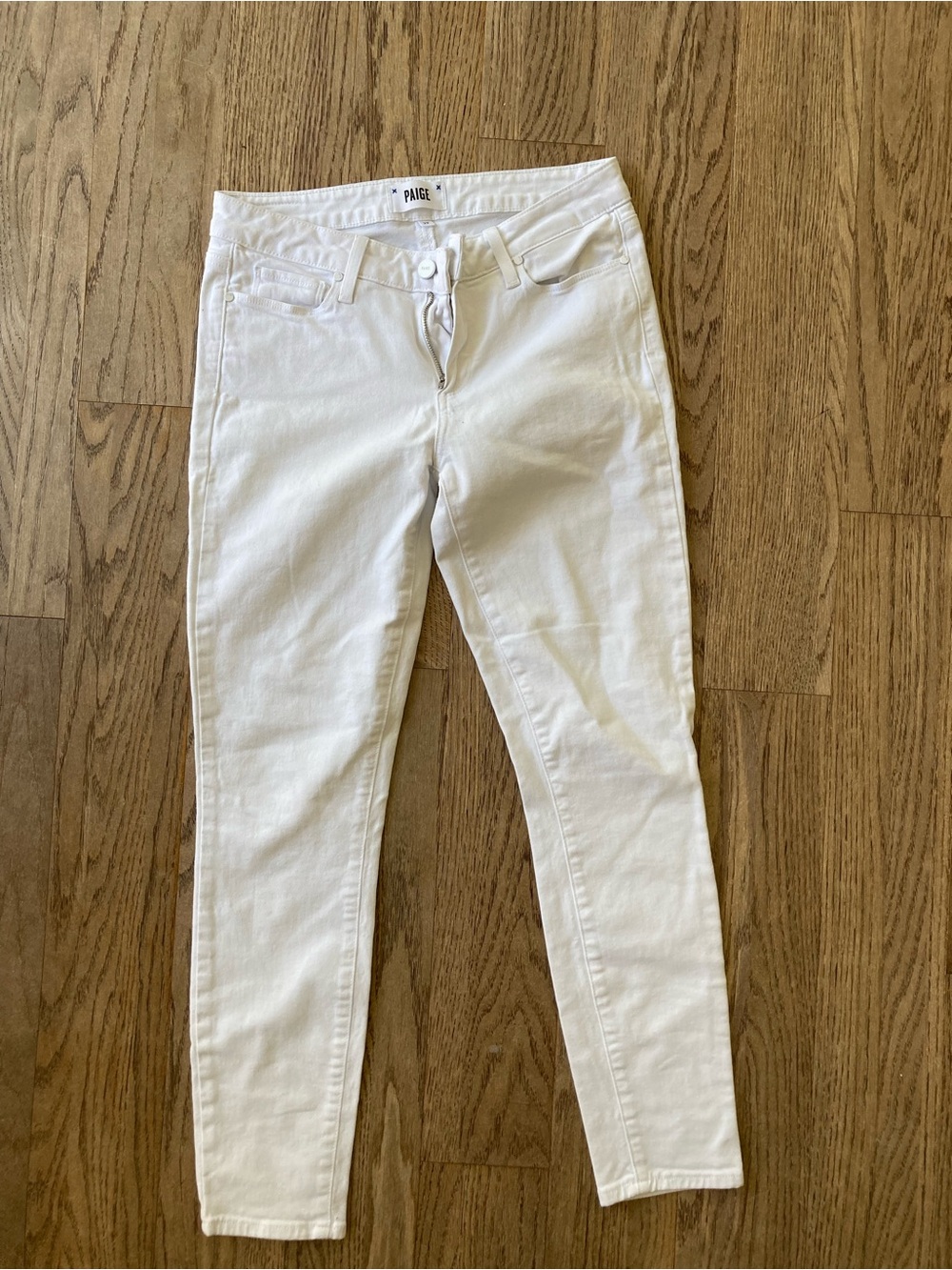 PAIGE White Mid-Rise Skinny Jeans